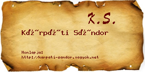 Kárpáti Sándor névjegykártya