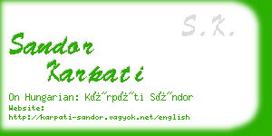 sandor karpati business card